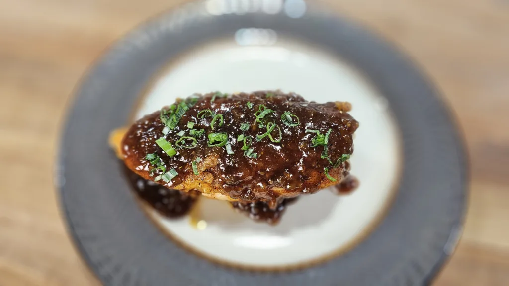 smoked chicken breast with shallot sauce