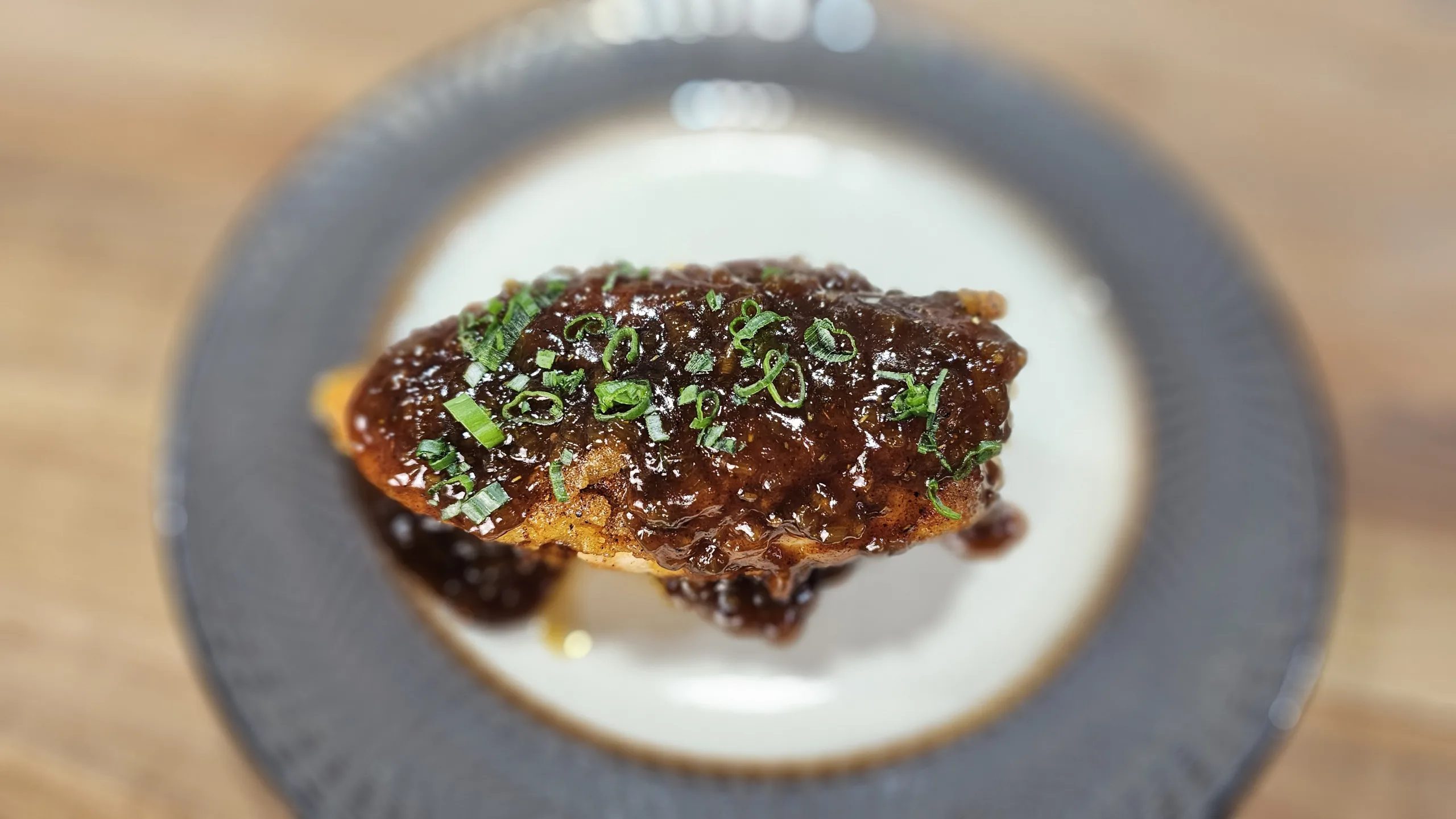 smoked chicken breast with shallot sauce